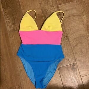 Beach Riot Yellow, Pink, and Blue One Piece Swimsuit